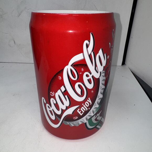 RARE-VINTAGE 2001 "COCA-COLA CAN" CERAMIC COOKIE JAR BY GIBSON 10" TALL No Lid - Picture 2 of 6